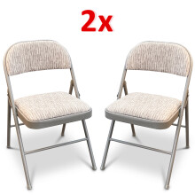 (2) Crystals Deluxe Fabric Padded with Heavy Duty Steel Metal Frame Folding Back Rest Chair for Home Garden Office Computer Desk