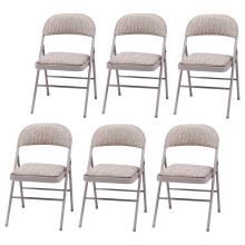(6) Crystals Deluxe Fabric Padded with Heavy Duty Steel Metal Frame Folding Back Rest Chair for Home Garden Office Computer Desk