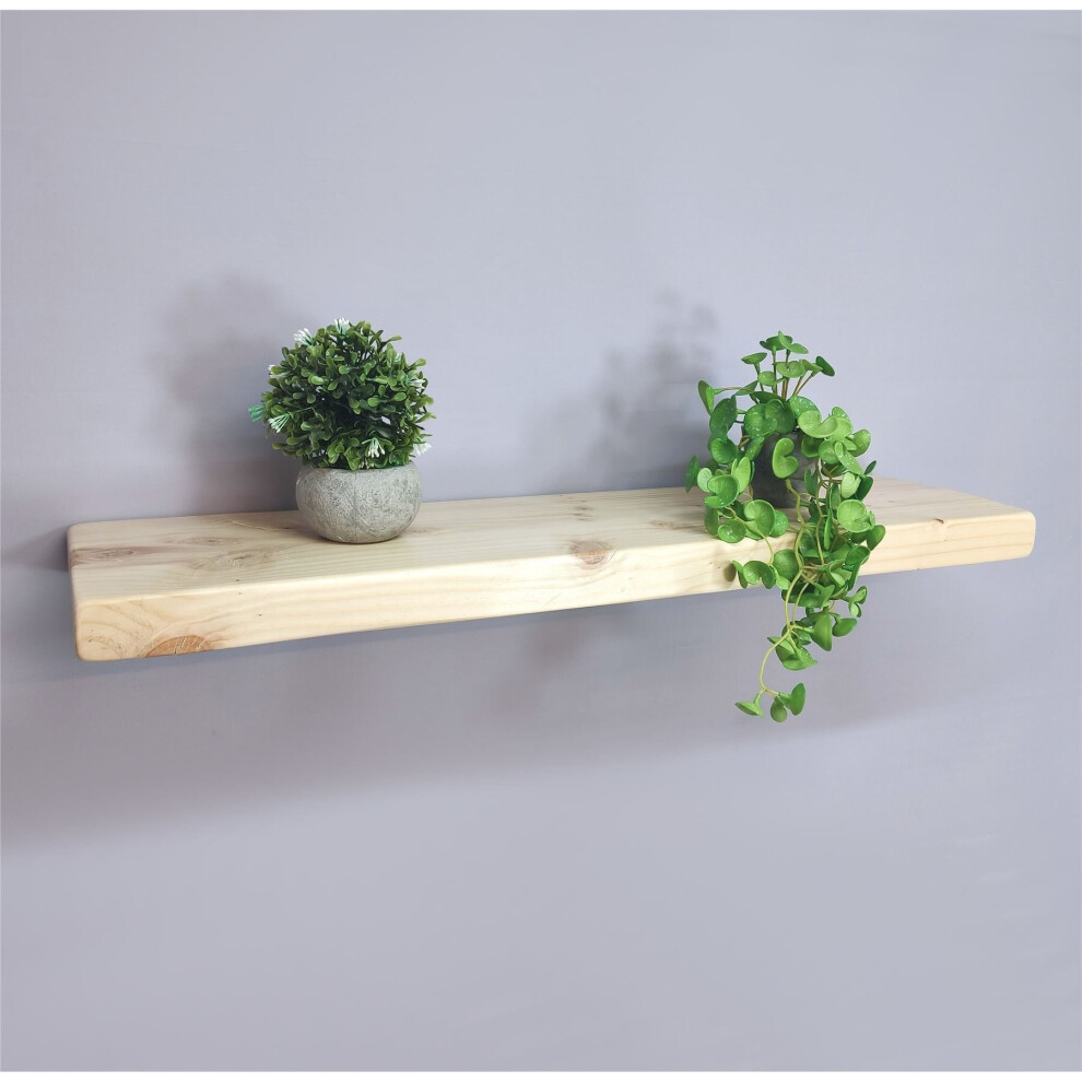 (110cm) Handmade Wooden Rustic Floating Shelf 145mm Primed