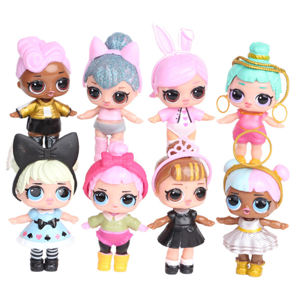 Surprise Figurine Playset - 8 Pcs Surprise Figures Birthday Party Supplies Cake Toppers Cake Doll Decorations Mini Figures Set for Girls Kids Ages 3+