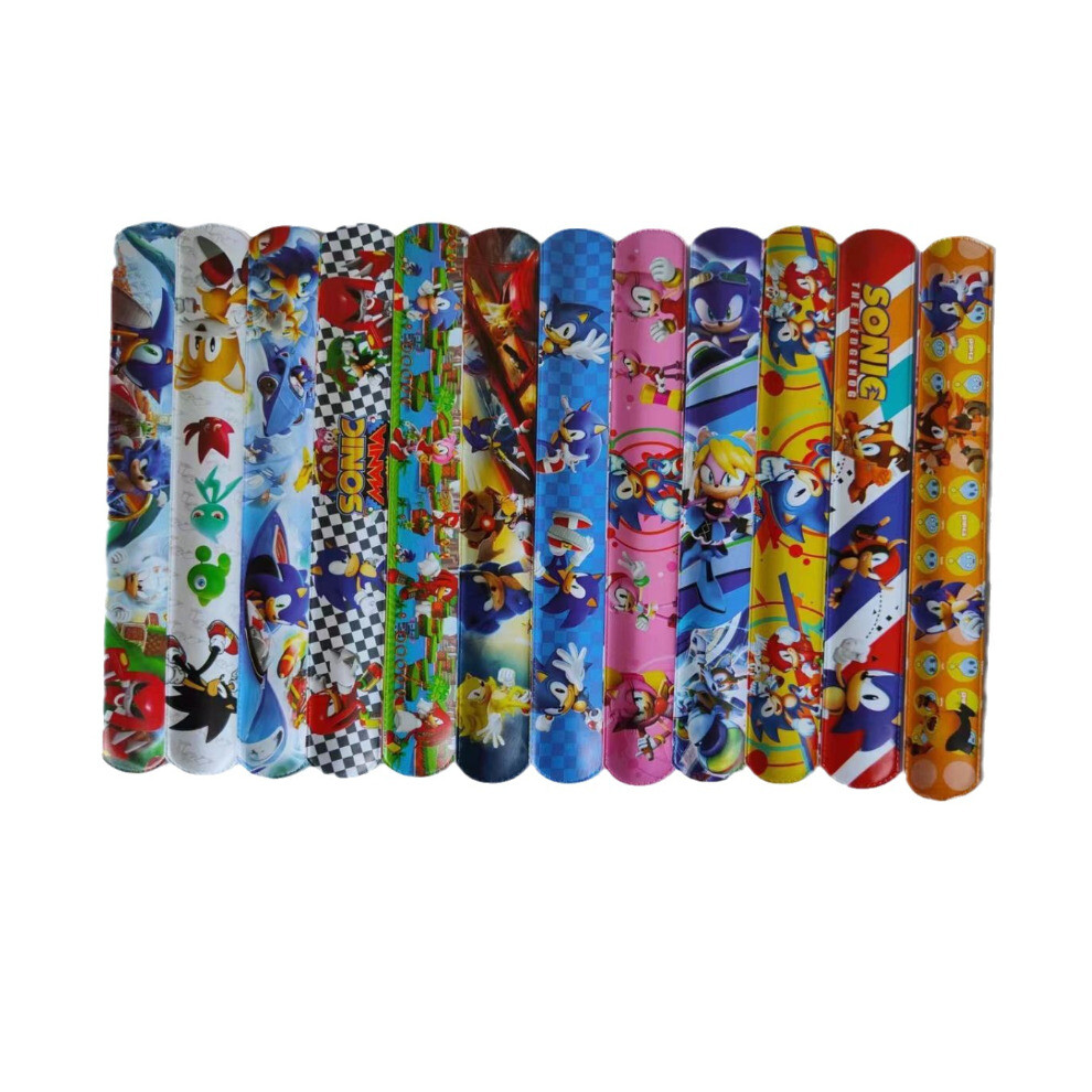 12 Sonic Slap Band Snap Bracelet Kid Party Bags Favour Stocking