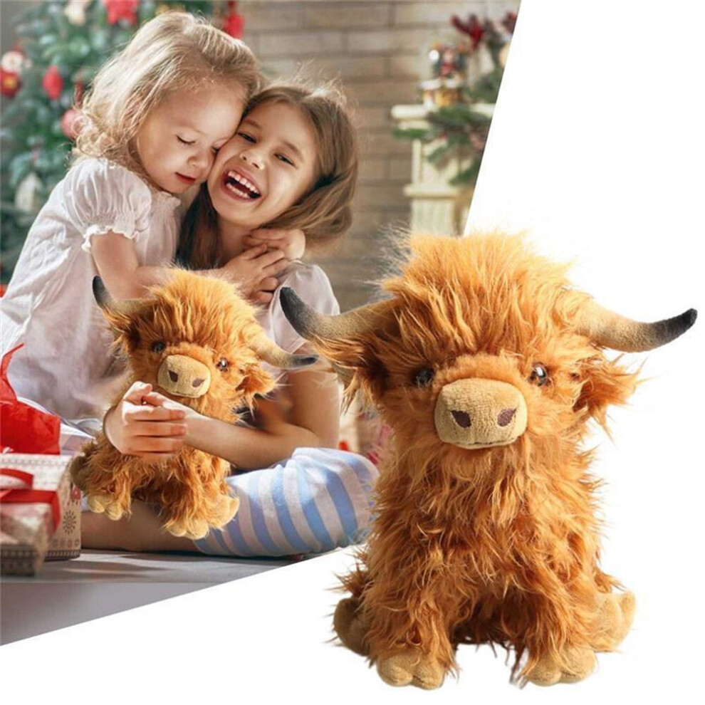 Scottish Highland Cow Stuffed Animal Plush Toys Soft Dolls Gift For Adults Kids Brown