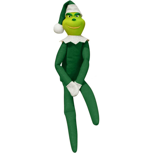 (Green) Christmas Grinch Doll, Cute Christmas Suffed Plush Toy Dressed with a Santa Suit and Matching Hat, Christmas Elf Ornament for Home Decor Kids Xmas Gif
