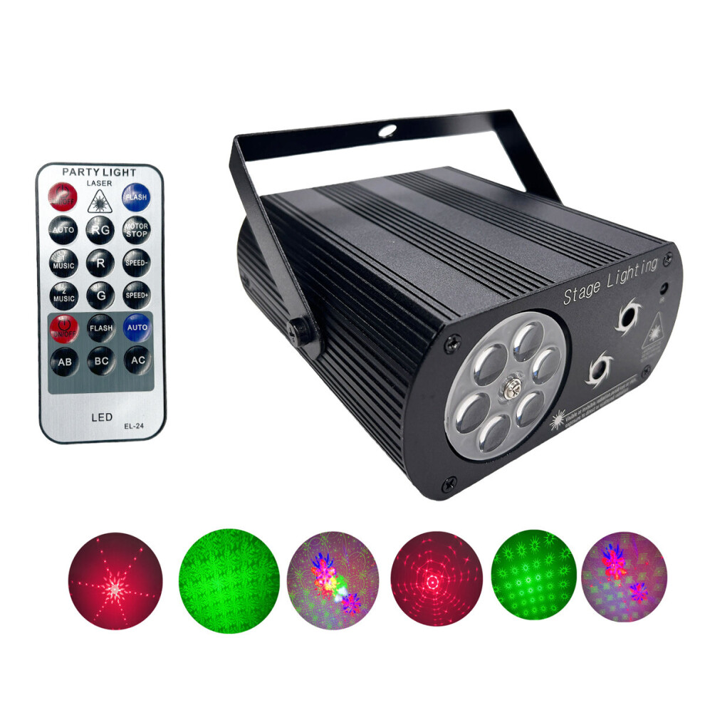 Sound Activated RGB LED Laser Projector Stage Lights Remote Control