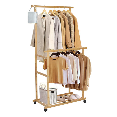 Heavy Duty Clothes Rail Double Layer Garment Hanging Display Stand 1