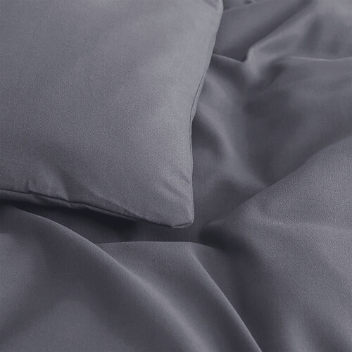 (Grey) Plain Dyed Duvet Cover King Size Bedding Sets UK 1