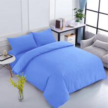 (Light Blue) Plain Dyed Duvet Cover King Size Bedding Sets UK