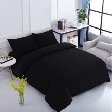 (Black ) Plain Dyed Duvet Cover King Size Bedding Sets UK