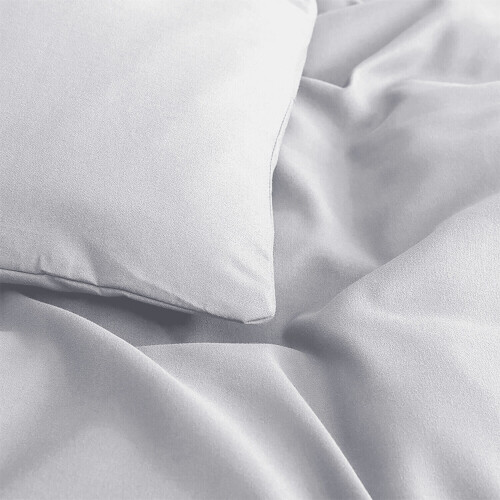 (Silver) Plain Dyed Duvet Cover King Size Bedding Sets UK 1