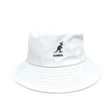 (White) Kangol Washed Classic Bucket Hat Cotton Round Top Wide Brim Unisex Headwear
