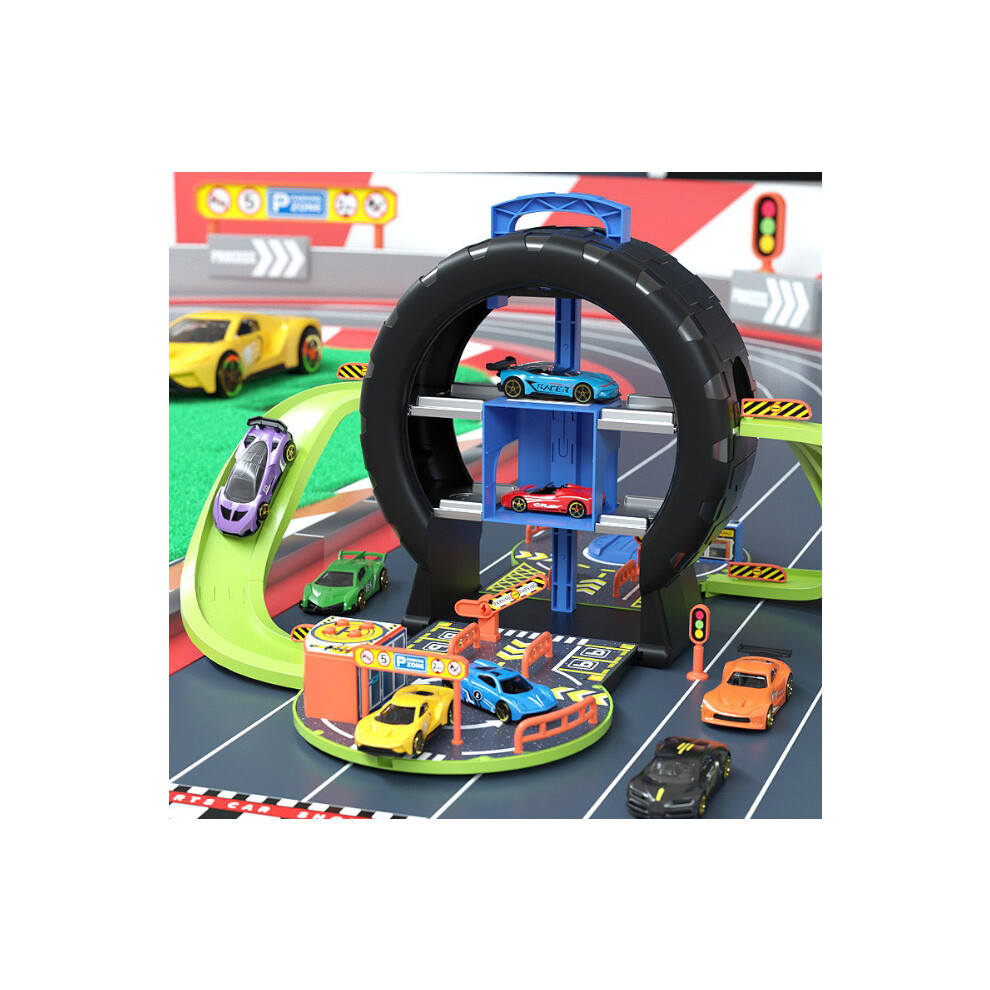 Car Track Toy Set Deformation Storage Tire Parking Toy Vehicle Playset