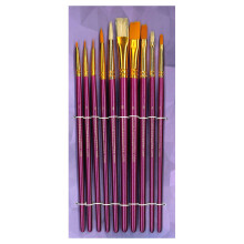 10 Piece Brush Pro White Bristle/ Golden Taklon Artist Paintbrush Sets