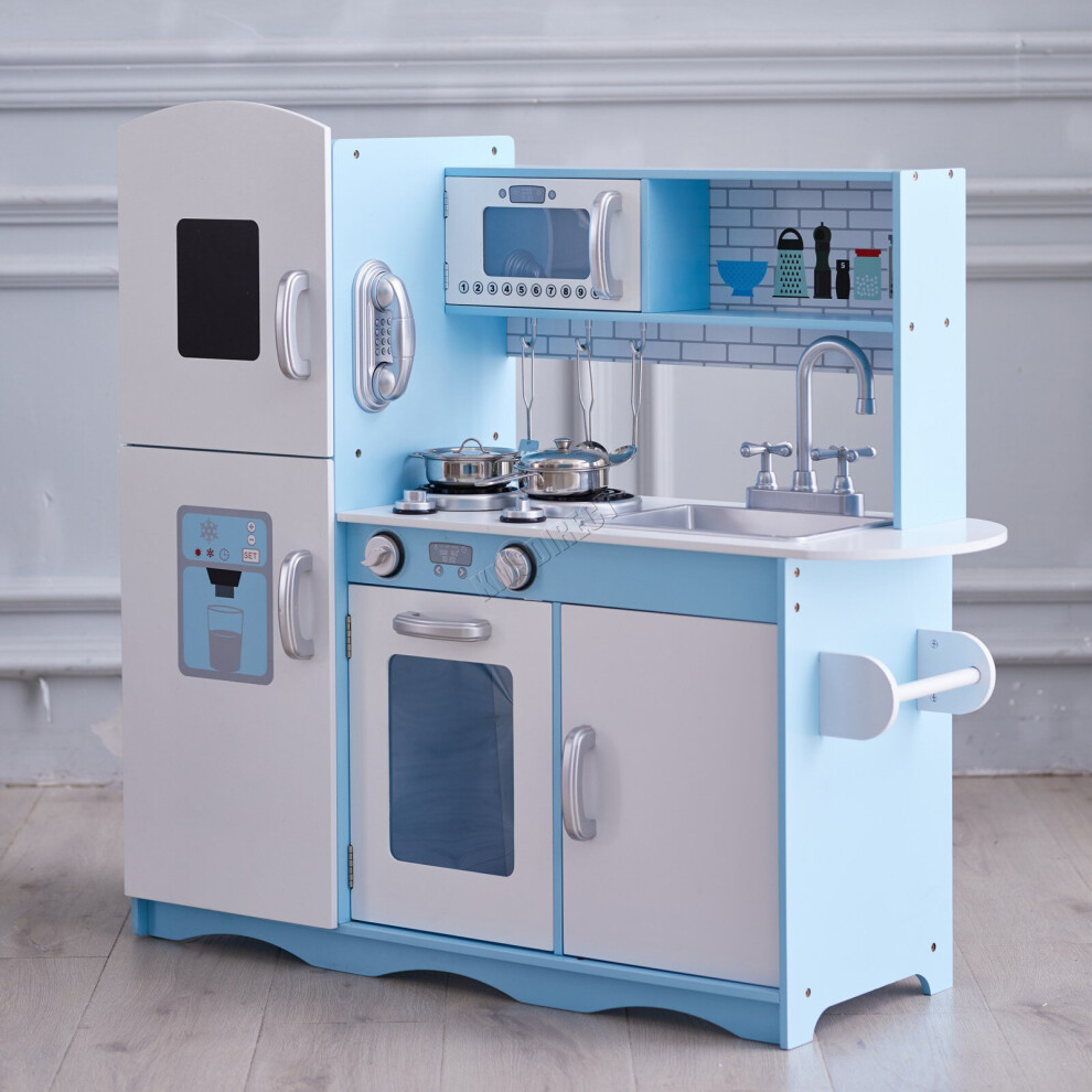 (Blue) GALACTICA Wooden Kids Toy Kitchen | Children's Wooden Activity Centre 