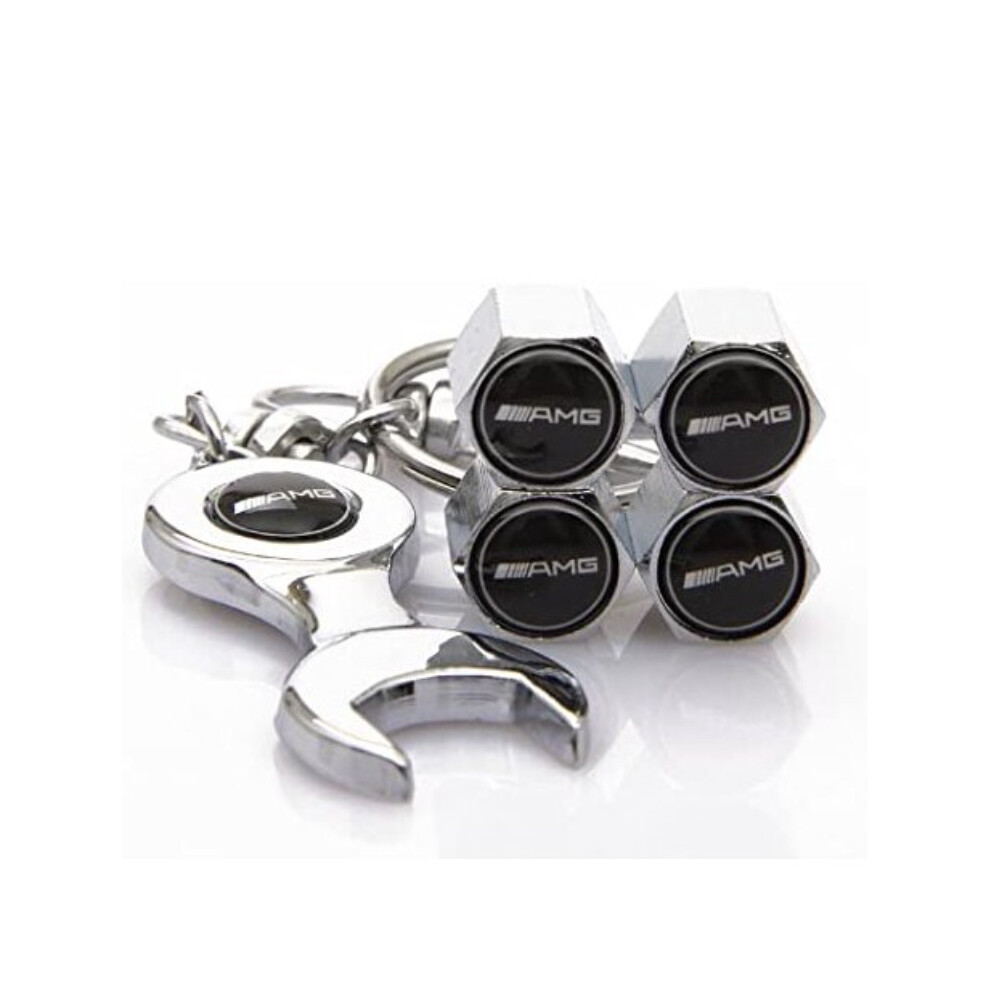 Chrome Anti-Theft Car Tyre Air Dust Valve Stem Cap W/ Keyring Spanner 5601103438506