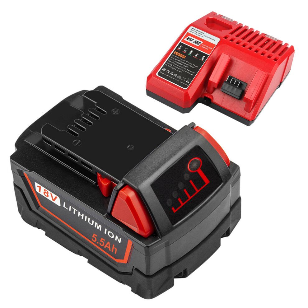2Pack M18 18V 6.0Ah Battery For Milwauke +1Pack M12 & M18 3A Charger Rapid Replacement Charger 48-11-1840 48-11-2401 48-59-1812 48-11-2420 48-11-2440 6901489020555