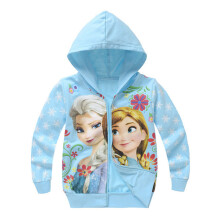 (7-8 Years, Light Blue) Kids Girls Hoodie Zip Frozen Anna Elsa Print Sweatshirt Long Sleeve Coat Cartoon Hooded Jacket Tops