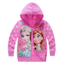 (6-7 Years, Rose Red) Kids Girls Hoodie Zip Frozen Anna Elsa Print Sweatshirt Long Sleeve Coat Cartoon Hooded Jacket Tops