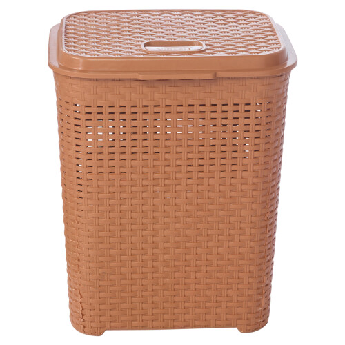 URBN Living (45L Beige) 45/55L Plastic Rattan Laundry Clothes Bin Basket 2