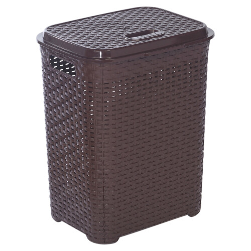 URBN Living (45L Brown) 45/55L Plastic Rattan Laundry Clothes Bin Basket 1