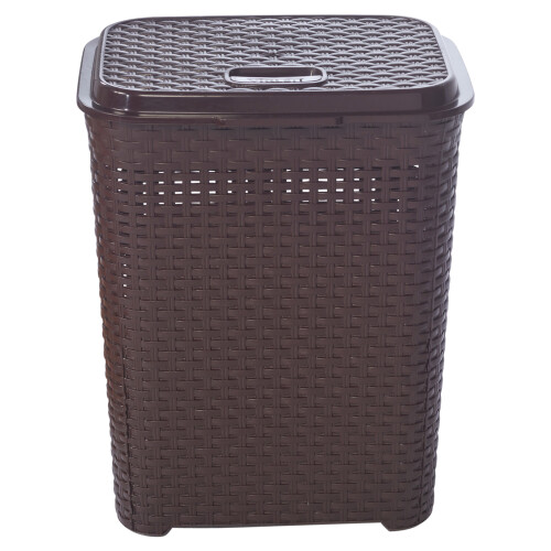 URBN Living (45L Brown) 45/55L Plastic Rattan Laundry Clothes Bin Basket 2