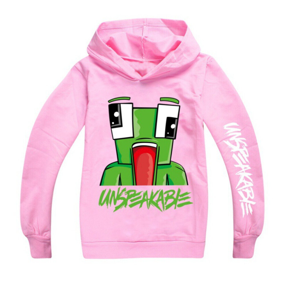 (11-12 Years, Pink) Kids Boys Girls UNSPEAKABLE Print Hoodie Hooded Youtuber Merch Christmas Xmas Birthday Gift Sweatshirt Jumper Pullover Tops Hoody