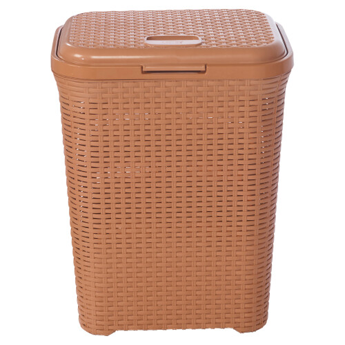 URBN Living (55L Beige) 45/55L Plastic Rattan Laundry Clothes Bin Basket 1