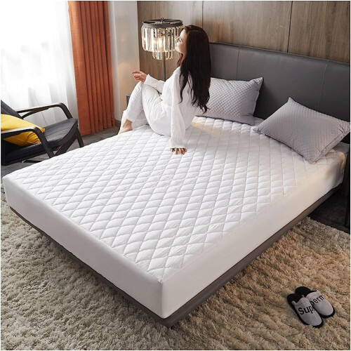 (Double ) Quilted Mattress Protector Extra Deep Fitted Bed Cover Single Double King Size