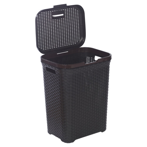 URBN Living (55L Brown) 45/55L Plastic Rattan Laundry Clothes Bin Basket 2