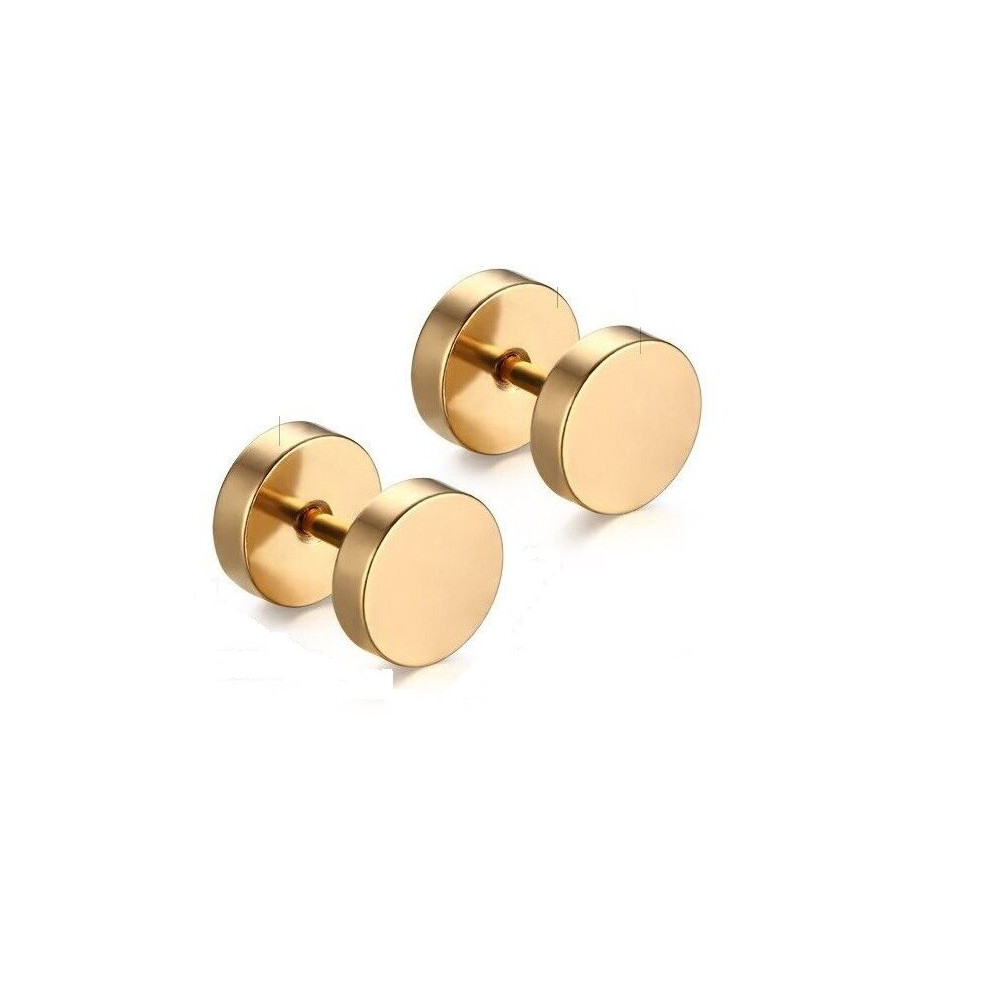(Gold) New Men Women Kids Screw Stud Earrings