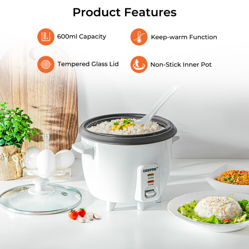GEEPAS Geepas 450W Rice Cooker, 0.6L Electric, Keep Warm Function, Automatic 1