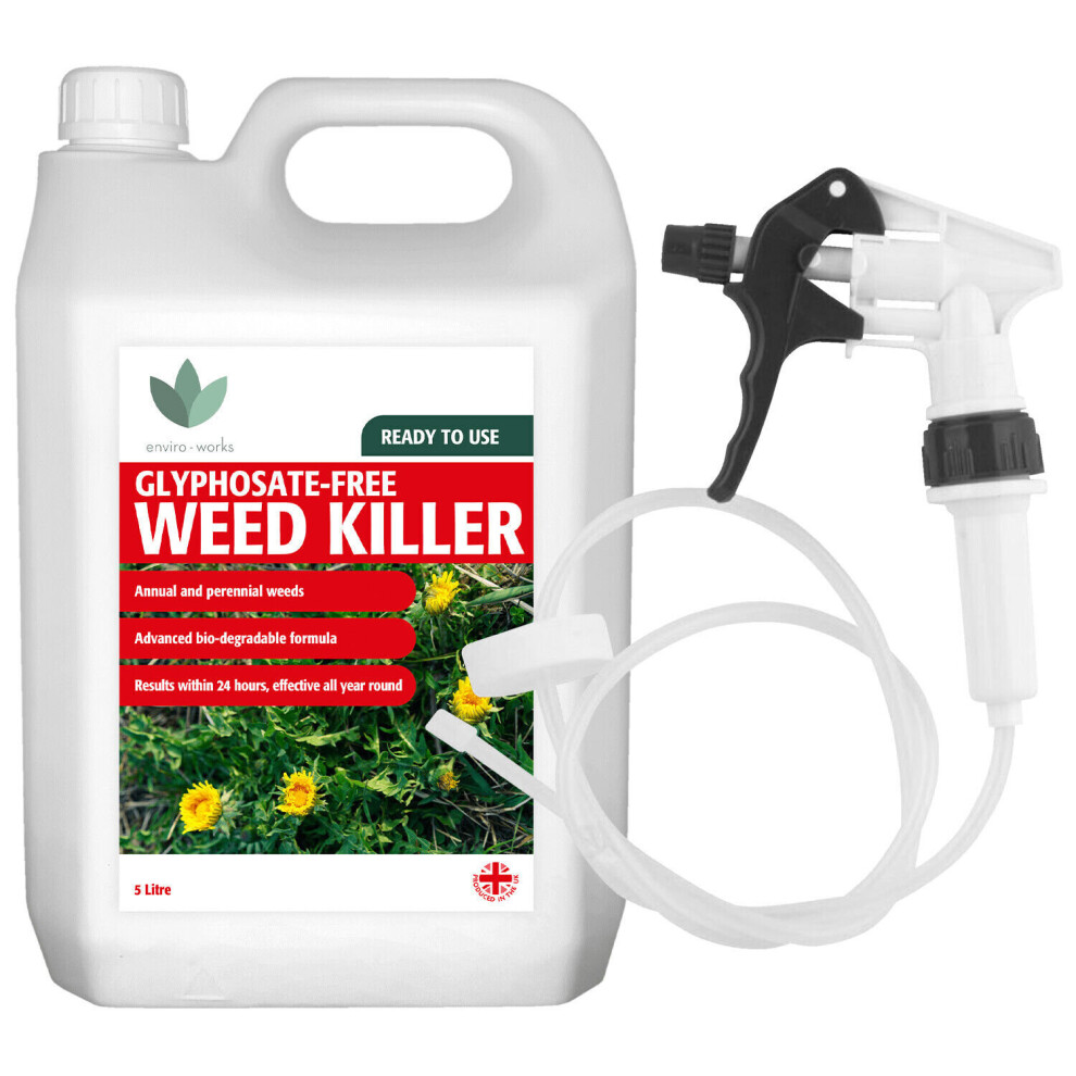 Feelgood Bedding Ltd 5L Industrial Weed Killer Strong Professional Glyphosate Free Long Hose Trigger