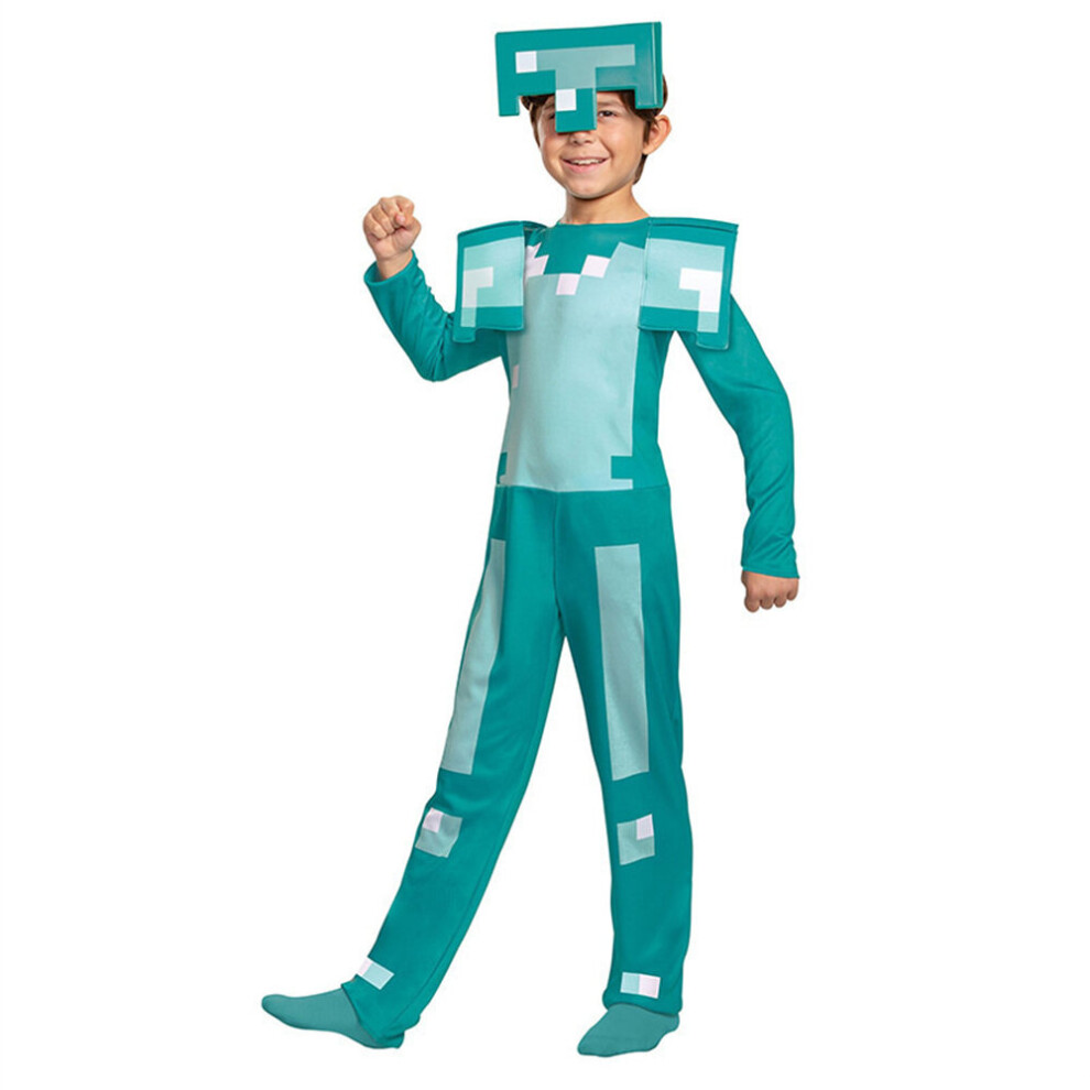 (L) Minecraft Armor Diamond Costume for Kids,Halloween Cosplay Clothing