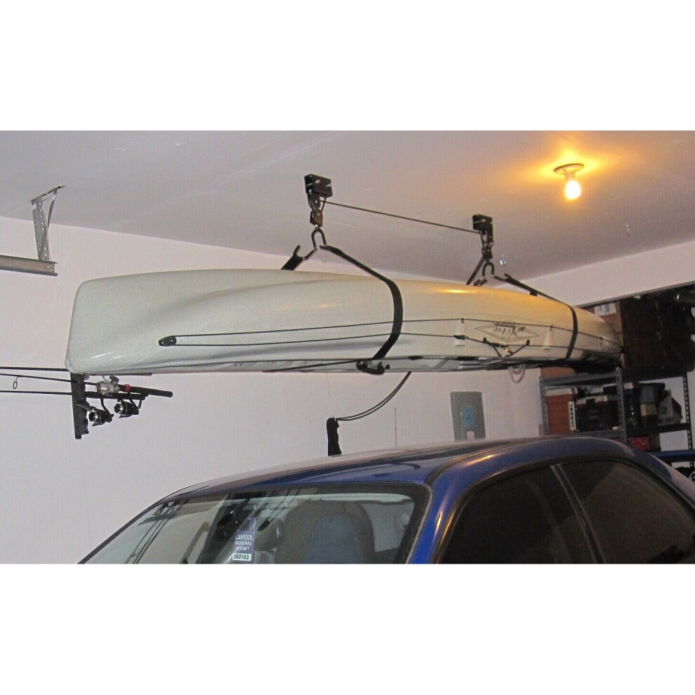 Heavy Duty Ceiling Storage Hoist Rack Pulley Garage Shed Max 40Kg Kayak Canoe 5055583026645