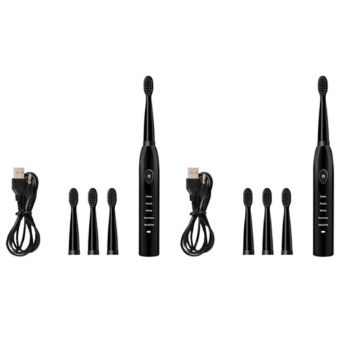 2X Ultrasonic Sonic Electric Toothbrush Charging Tooth Brushes ,Black