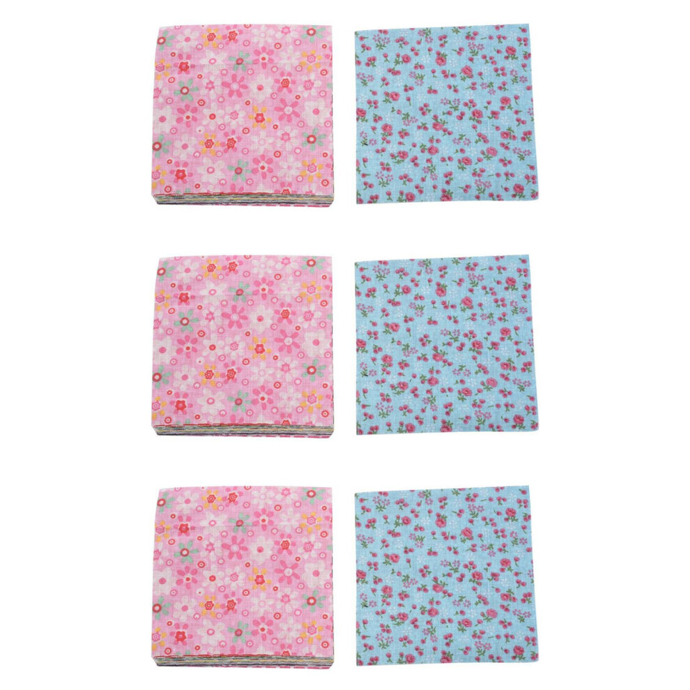 Lot van 300 vierkante katoenen stoffen met bloempatronen 10 x 10 cm voor patchwork, doe-het-zelf, naaien