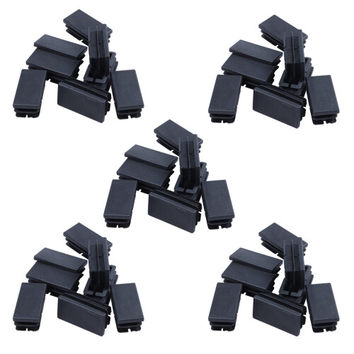 40 Pcs Black Plastic Rectangular Blanking End Caps Inserts 20mm x 40mm