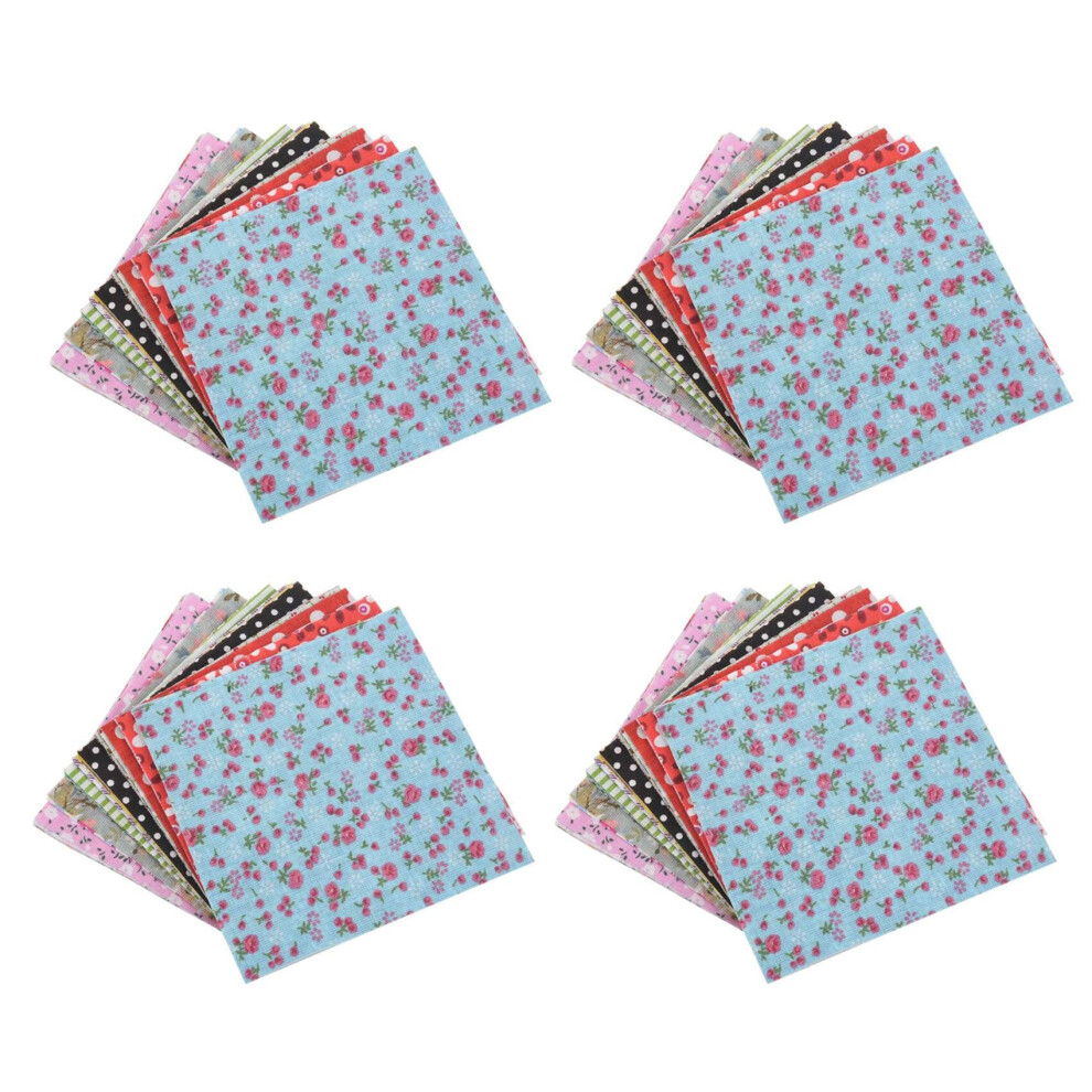 Lot van 400 vierkante katoenen stoffen met bloempatronen 10 x 10 cm voor patchwork, doe-het-zelf, naaien