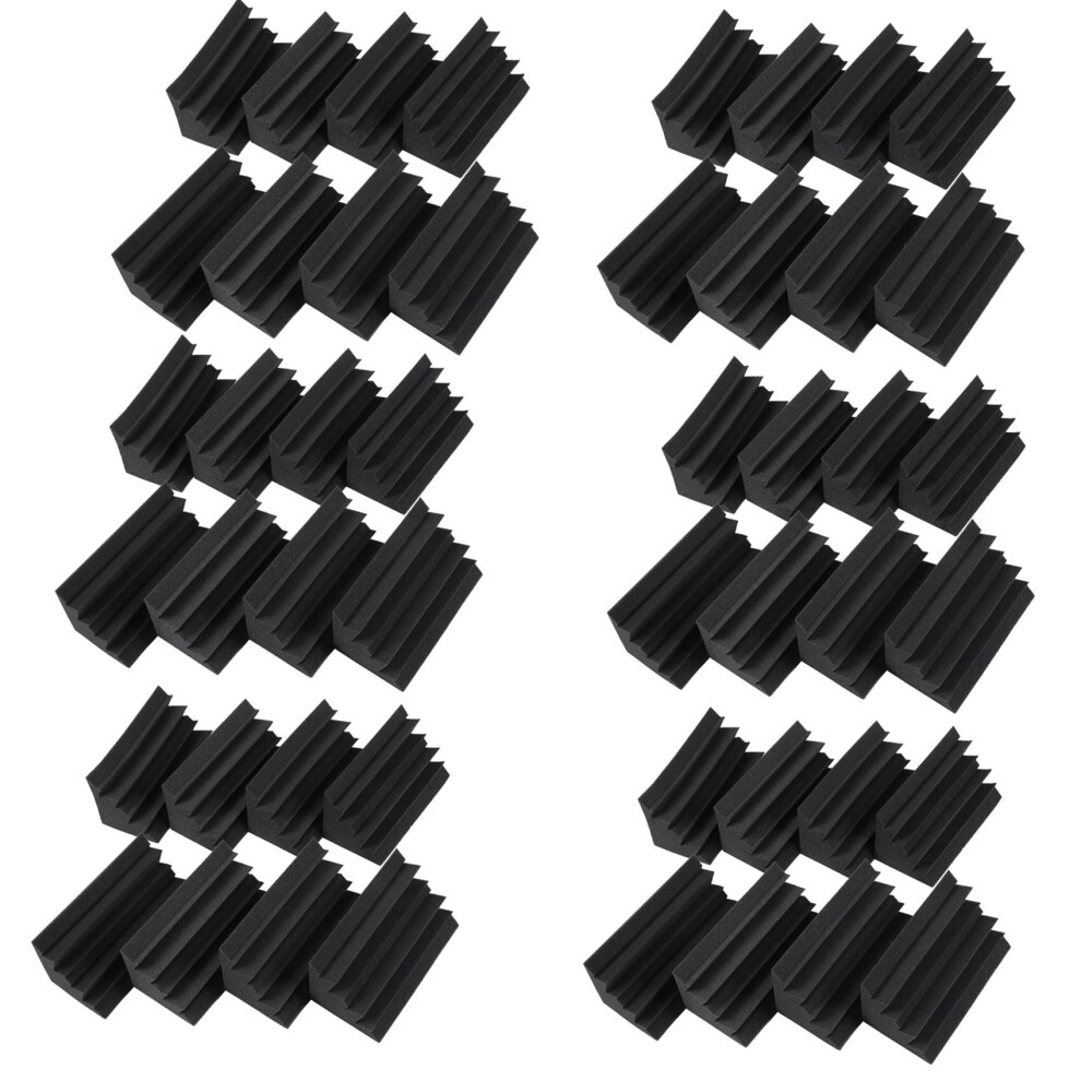 Black Soundproofing Insulation Bass Trap Acoustic Wall Foam Padding Studio Foam Tiles (48Pcs, Black) 4761833214656