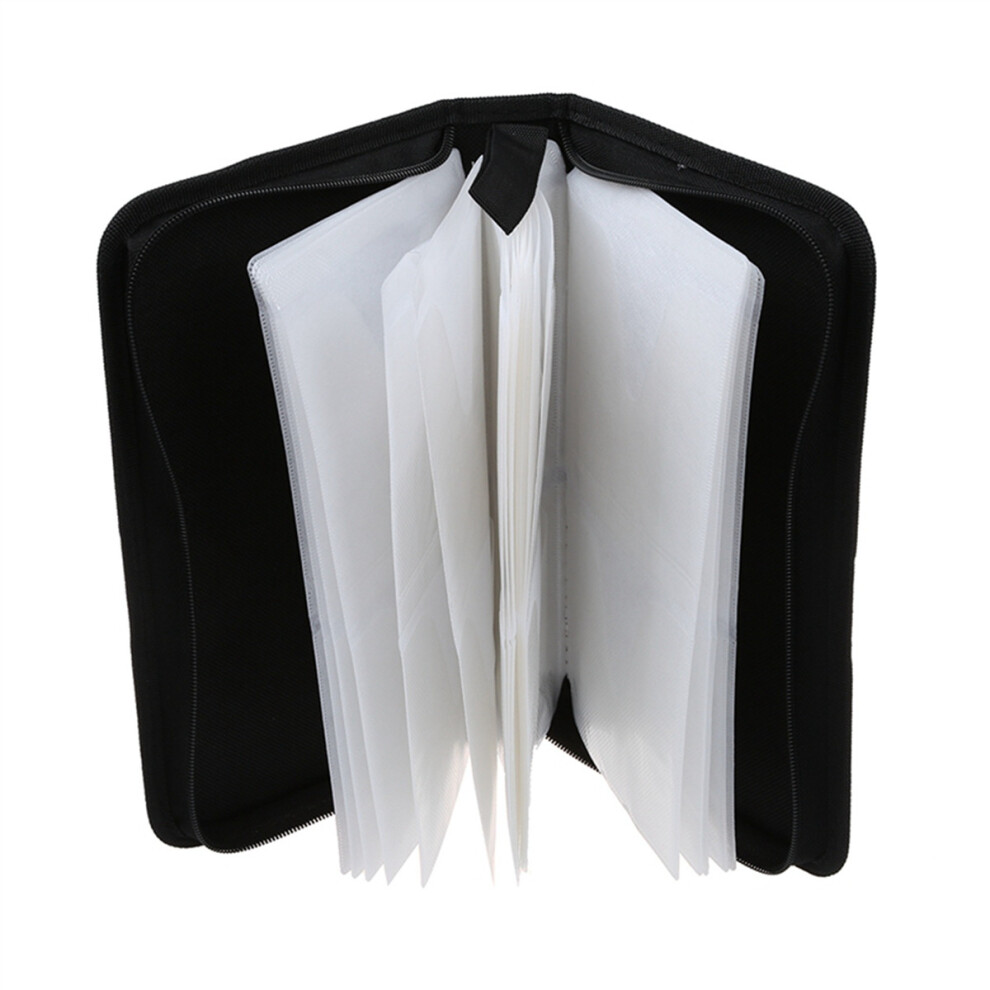 Étui de rangement en similicuir pour 80 VCD DVD CD Noir