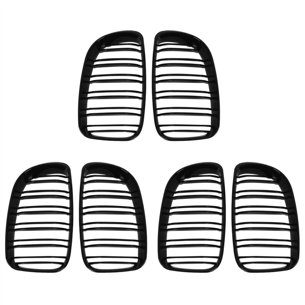 6X Glossy Dual Slats Front Kidney Grille Grill For E81 E87 E82 E88 120I 128I 130I 135I 2007-2011 Black 4761833226123
