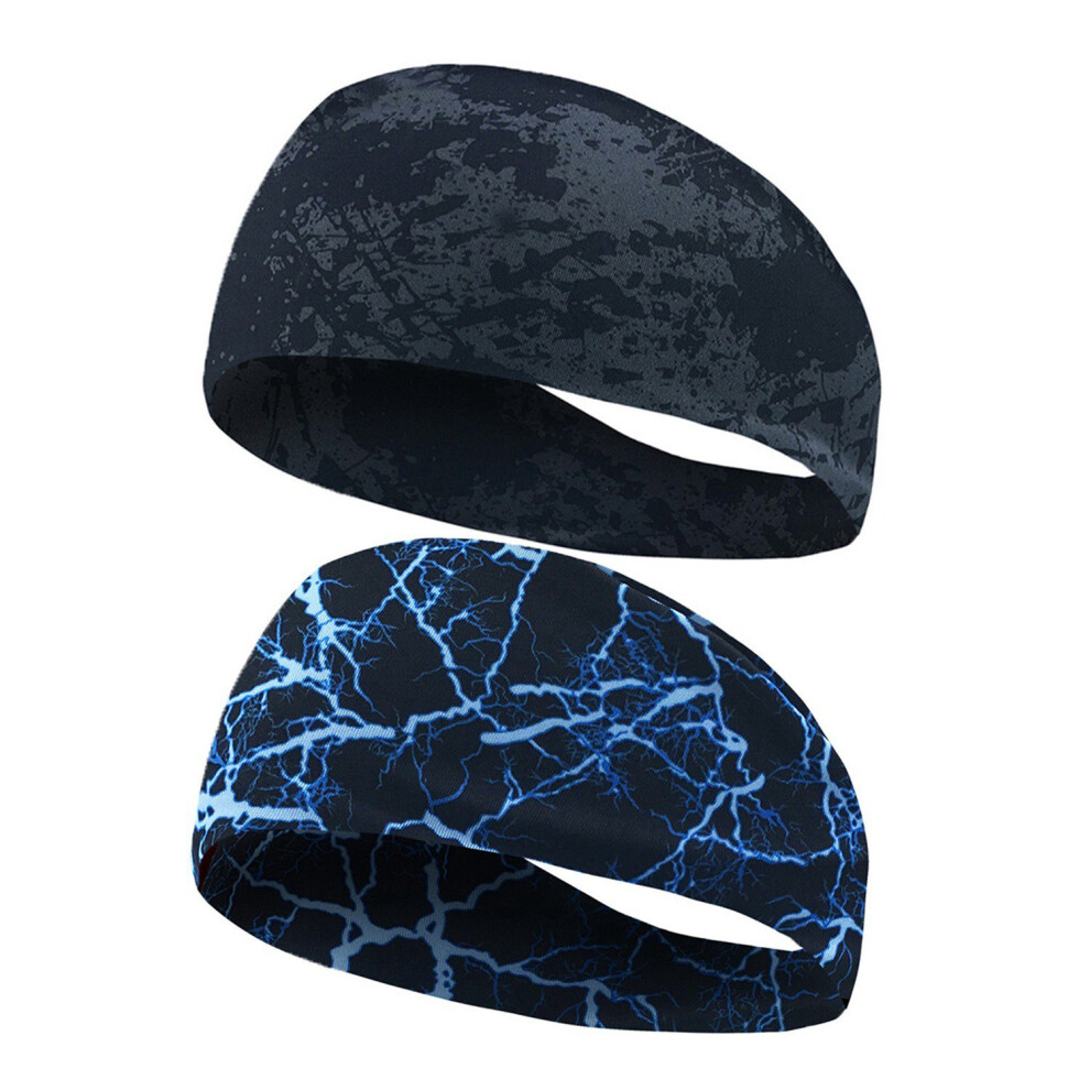 Photos - Other Trainers 2pcs Gym Sports Absorbent Sport Sweat Headband Elastic Sweatband For Men and Women Yoga Hair Bands Head Sweat Bands - Blue &