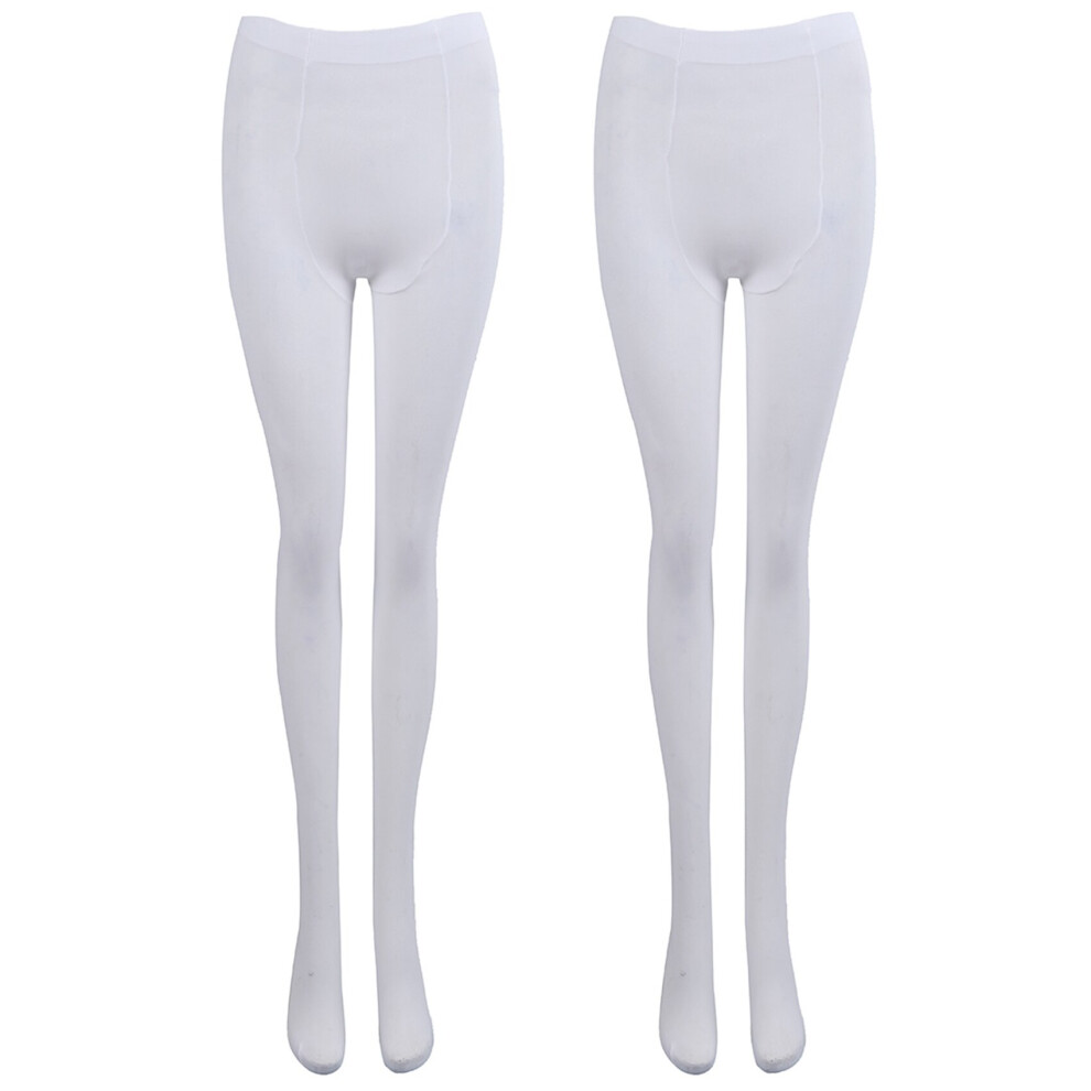 2X White Tender Solid Color Velvet Pantyhose For Women