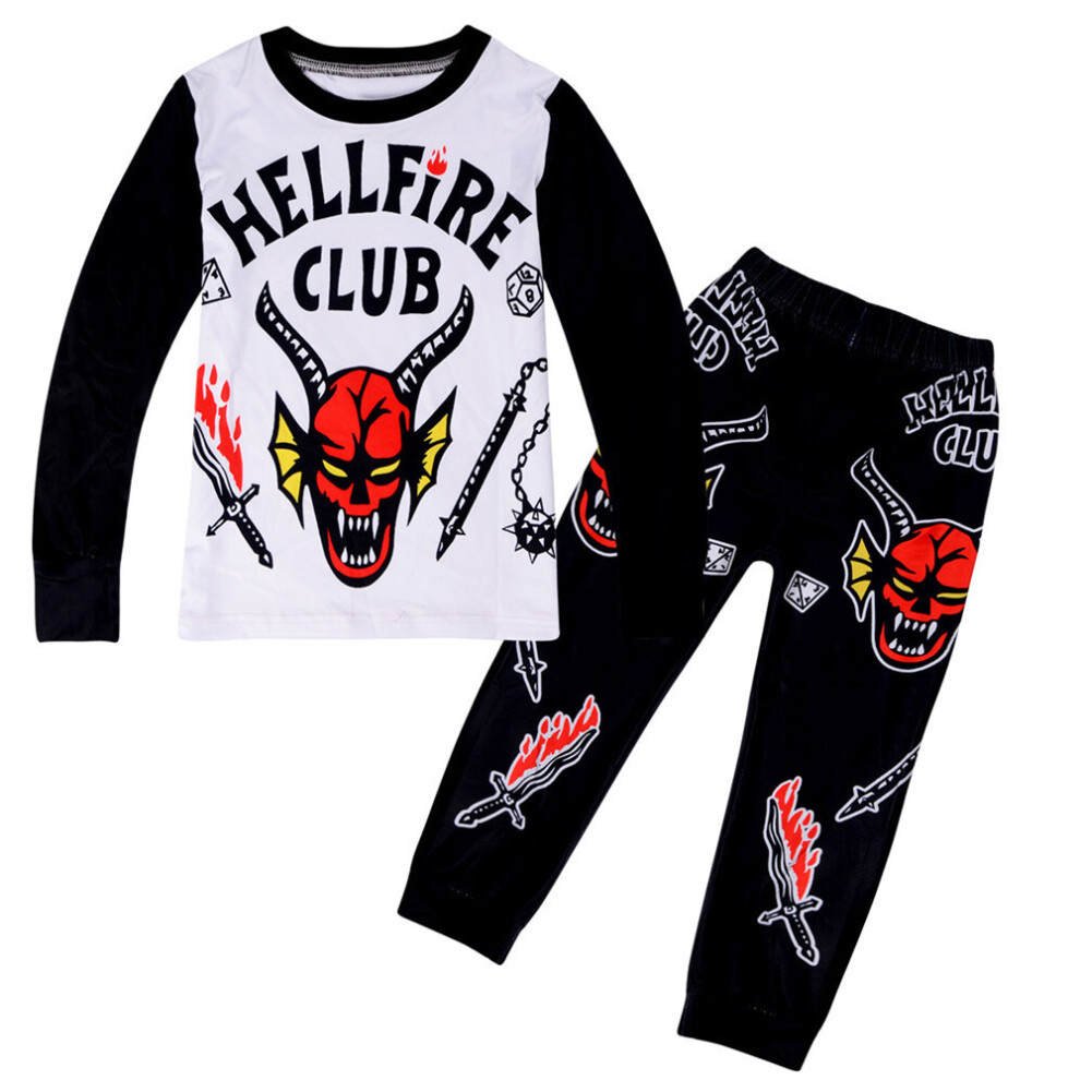 (12-13 Years) Stranger Things 4 Hellfire Club Kids Child Pyjamas Set Long Sleeve Tops Pants Sleepwear Loungewear Outfit