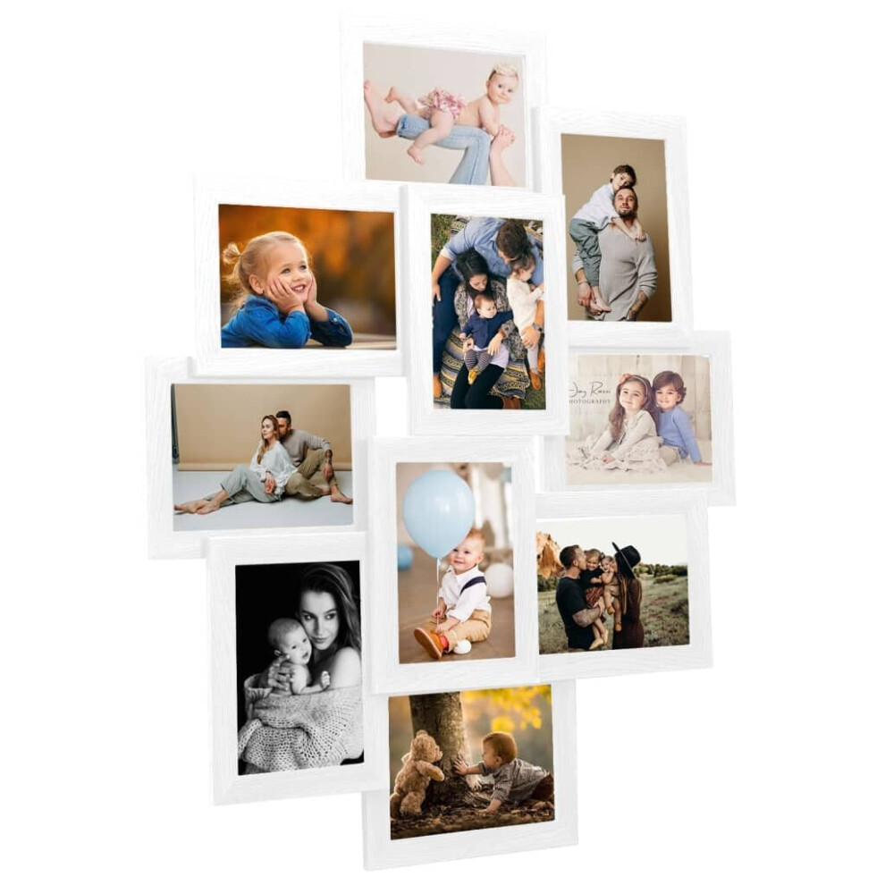 (white) vidaXL Collage Photo Frame MDF for 10x(13x18 cm)/10x(10x15 cm) Multi Colours