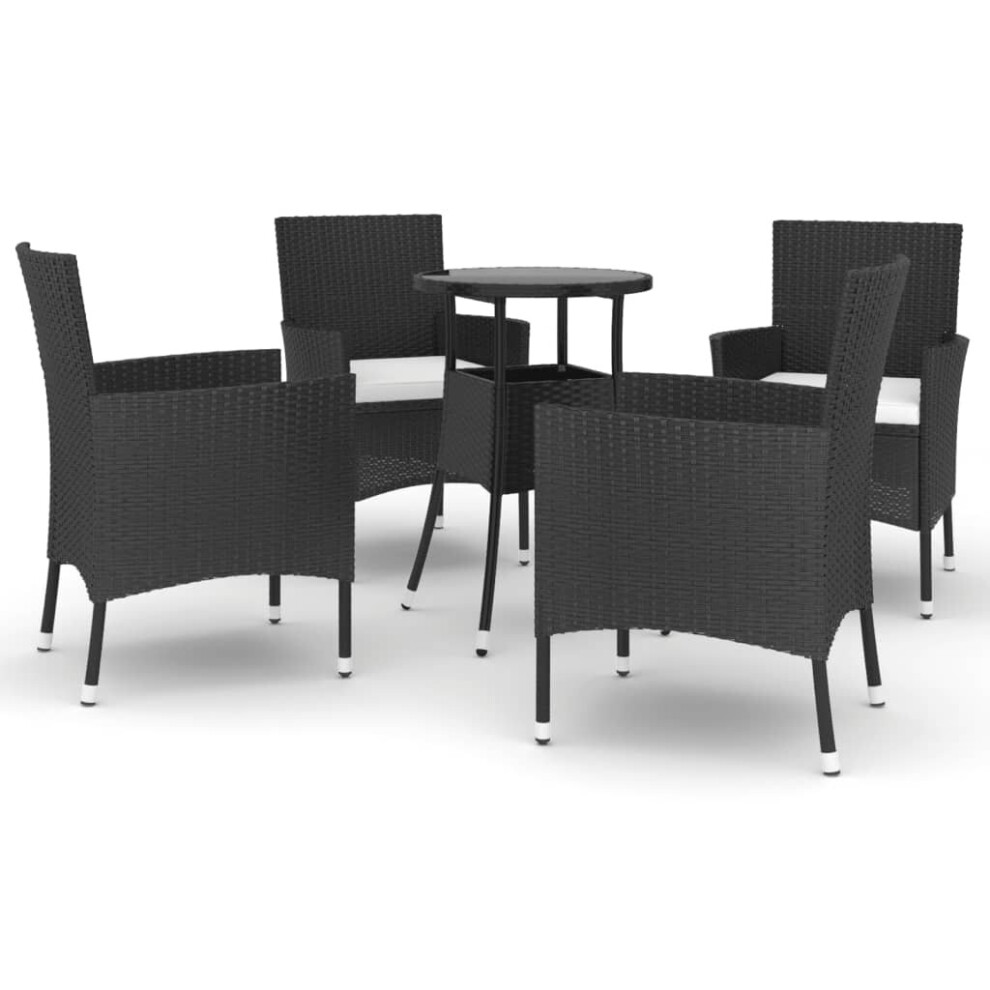 Vidaxl (5 Piece) Garden Bistro Set With Cushions Outdoor Dining Set Bar Set Poly Rattan