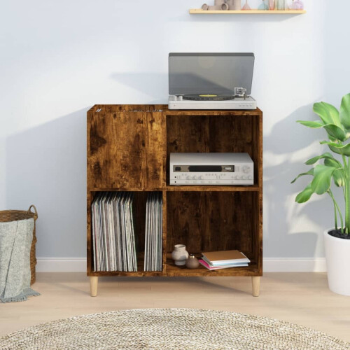 VidaXL (smoked oak) vidaXL Record Cabinet Record Player Stand Sideboard Engineered Wood 2