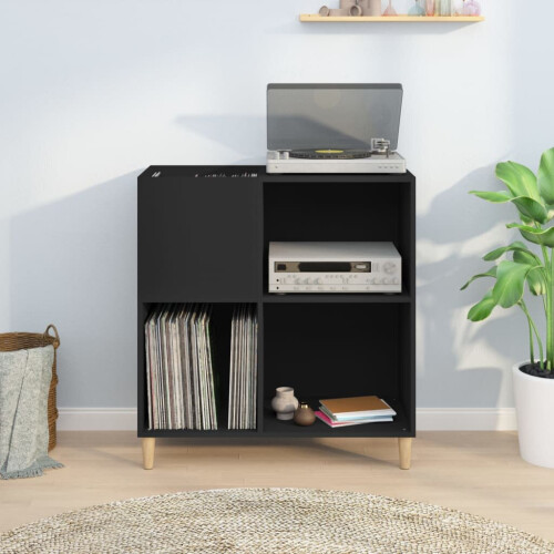 VidaXL (black) vidaXL Record Cabinet Record Player Stand Sideboard Engineered Wood 2