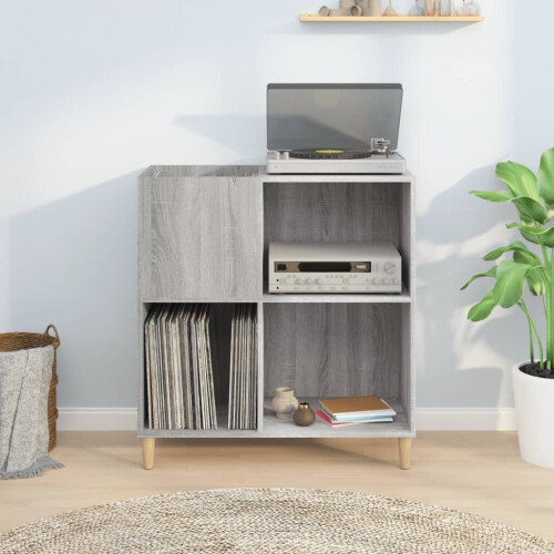 VidaXL (grey sonoma) vidaXL Record Cabinet Record Player Stand Sideboard Engineered Wood 2