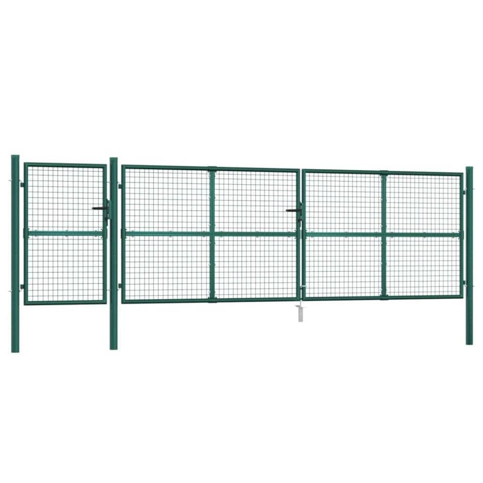 Vidaxl (Green, 500 X 175 Cm) Garden Gate Lawn Fence Door Mesh Patio Outdoor Gate Galvanised Steel