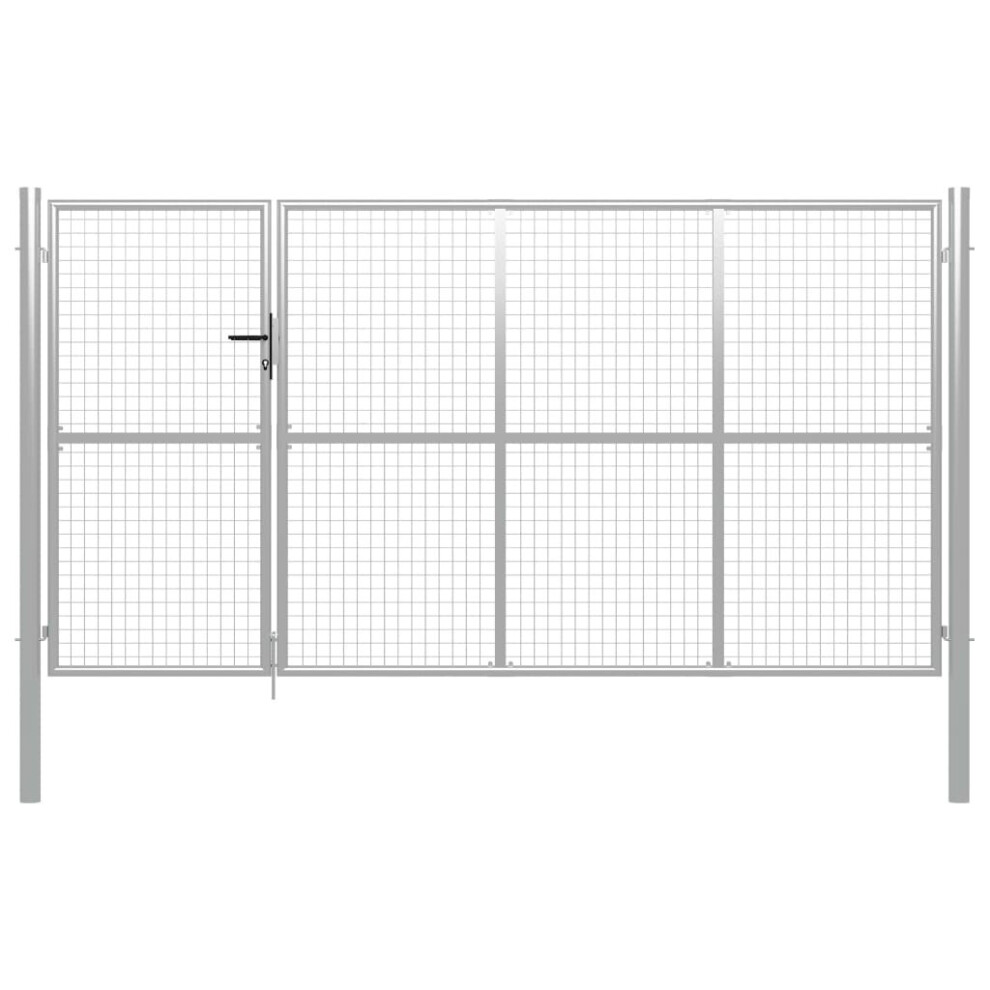 Vidaxl (Silver, 350 X 150 Cm) Garden Gate Lawn Fence Door Mesh Patio Outdoor Gate Galvanised Steel